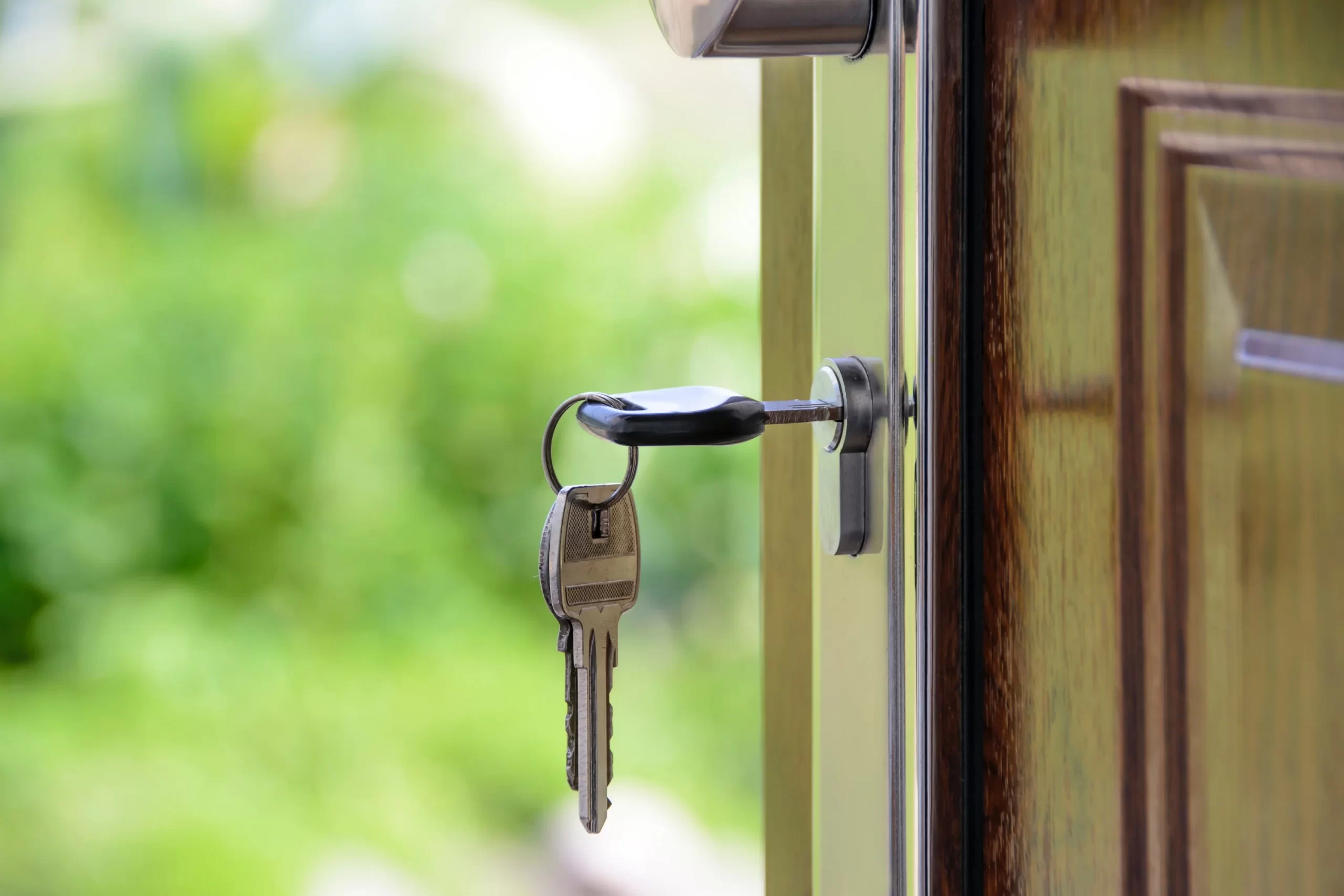 Key in a uPVC front door lock – domestic locksmith Manchester